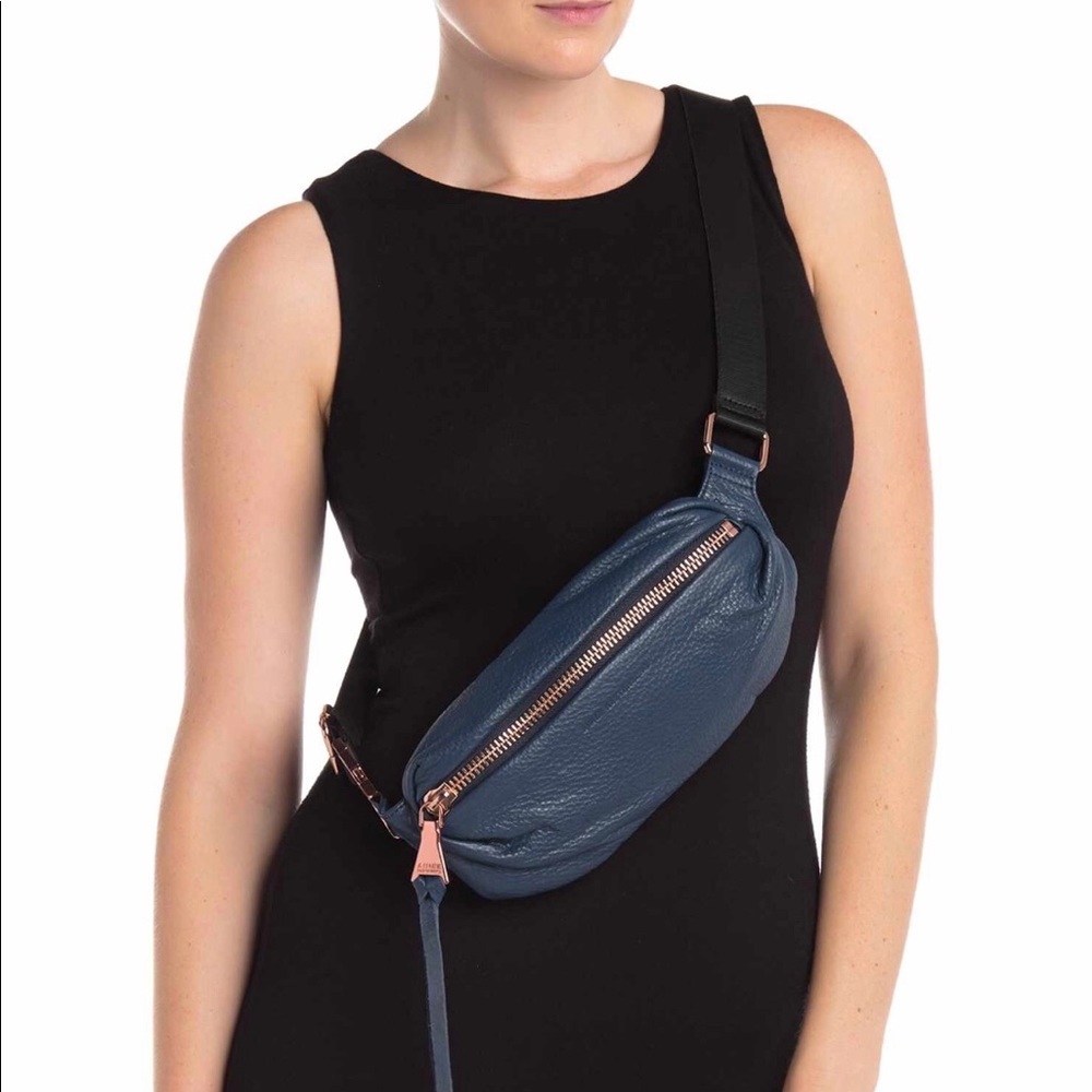 Marine Blue & Rose Gold Belt Bag/ Fanny Pack